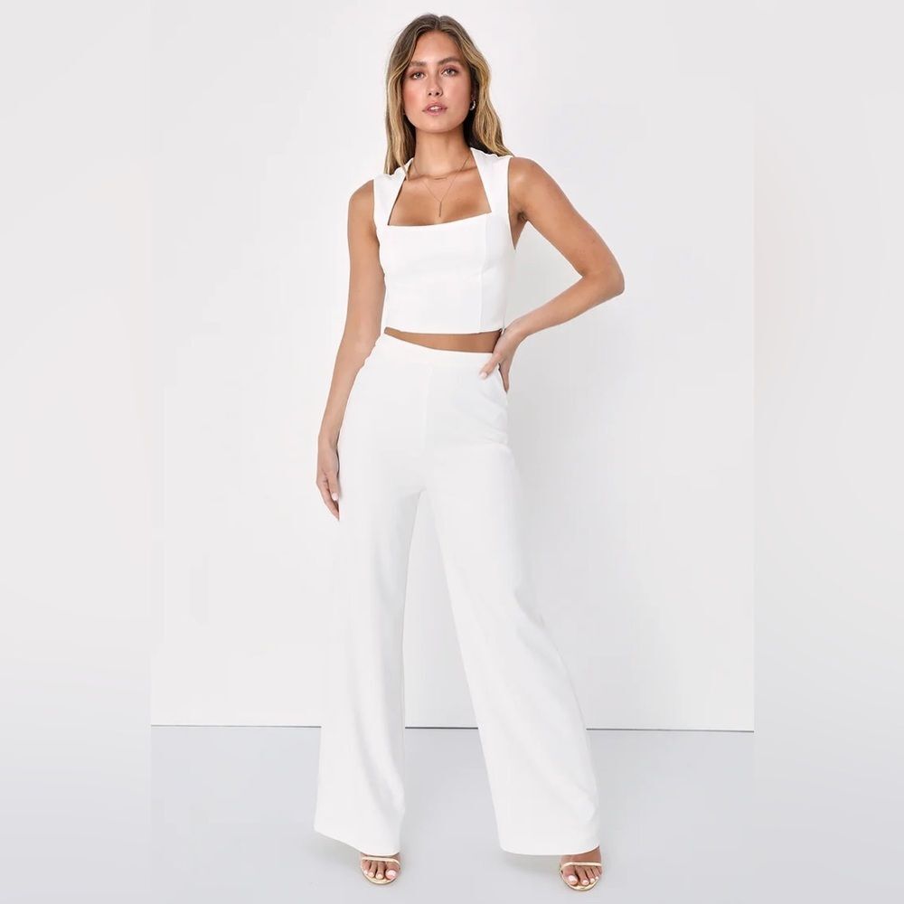 Lulus Enticing Endeavors White Jumpsuit set